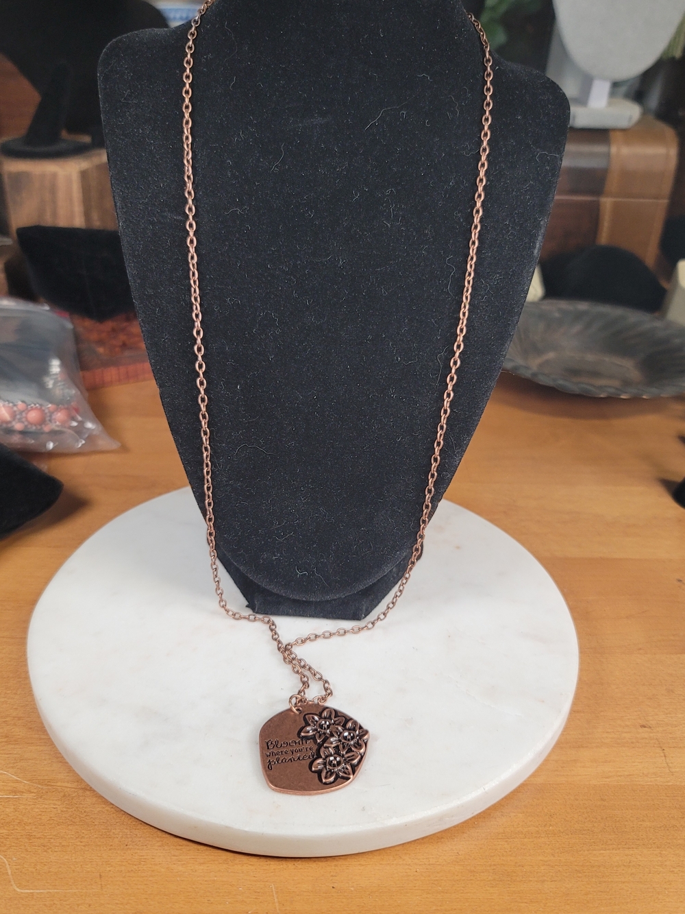 paparazzi Copper Floral Pendant Necklace